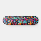 Skateboard Graffiti gras et devise 'Vivre vite, rouler libre' (Horz)