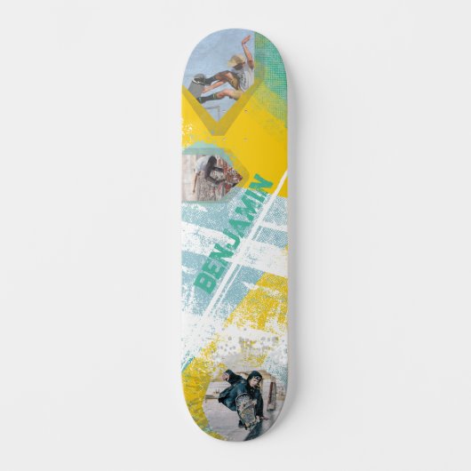 Skateboard Graffiti gris jaune Turquoise urbain (Recto)