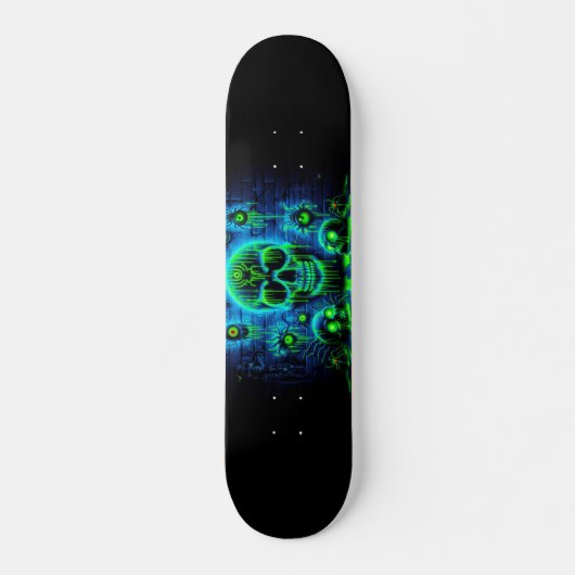 Skateboard Graffiti Horreur Crânes fluorescents (Devant)