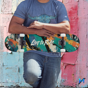 Skateboard Graffiti Pop Art Abstrait - Live to Ride Motto