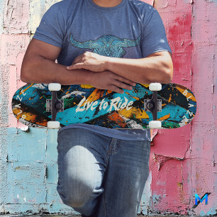 Skateboard Graffiti Pop Art Abstrait - Vivez pour Rouler en G