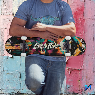 Skateboard Graffiti Pop Art aux Yeux Audacieux - Devise Live