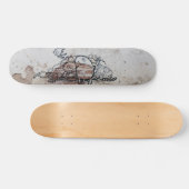 Skateboard graffiti skateboards personnages sur mur abîmé (Horz)