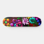 Skateboard Graffiti Style Fleurs & Ladybug rose violet rouge (Horz)