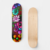 Skateboard Graffiti Style Fleurs & Ladybug rose violet rouge (Recto)