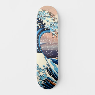 Skateboard Grande vague inspirée rose sakura esthétique