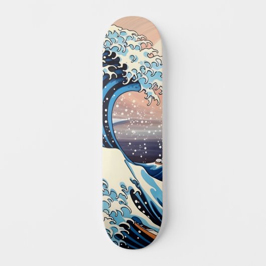 Skateboard Grande vague inspirée rose sakura esthétique (Recto)