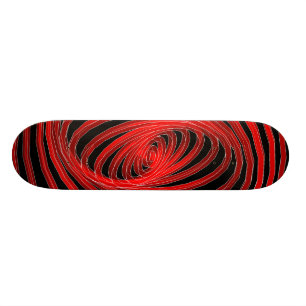 Skateboard Graphiques spiraux rouges et noirs : Tableau de bo