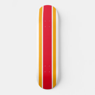 Skateboard Gras Bright Red Yellow Racing Stripes Sur Blanc