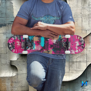 Skateboard Gras et inspiré des graffitis avec de l'art abstra