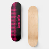 Skateboard Gras Fushion Fuchsia rose et noir À damiers (Recto)