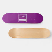 Skateboard Gras moderne 3 initiales Monogramme | Blanc et pou (Horz)