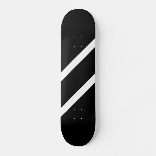 Skateboard Gras Noir Deux fines bandes Diagonales Blanches (Recto)