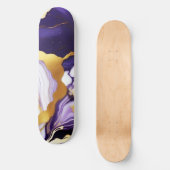 Skateboard Gras Trendy violet jaune or faux marbre (Recto)
