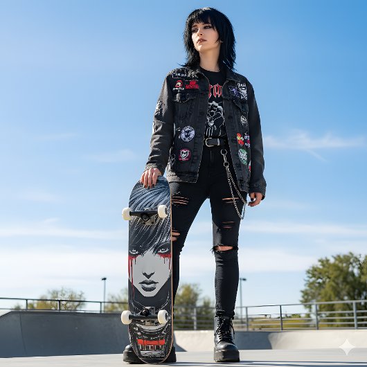 Skateboard Gras Urban Emo Girl Cyber 2K gothique
