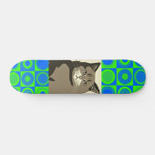 SKATEBOARD GRAY CAT ART CLAVIER (Horz)