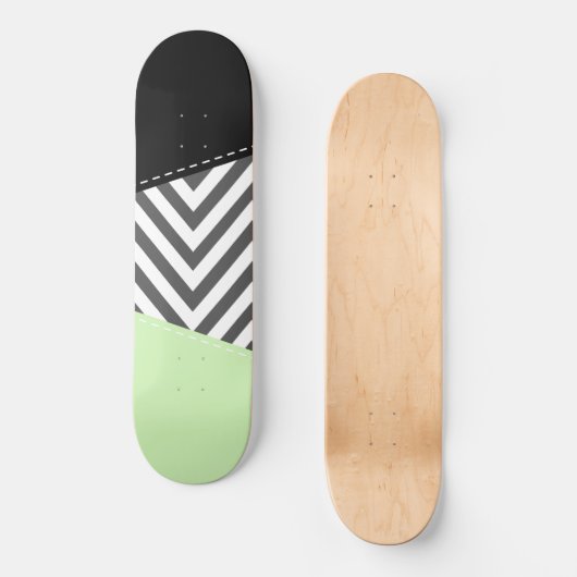 Skateboard Gray Zigzag, Gray Chevron, Zigzag Pattern, Mint (Recto)