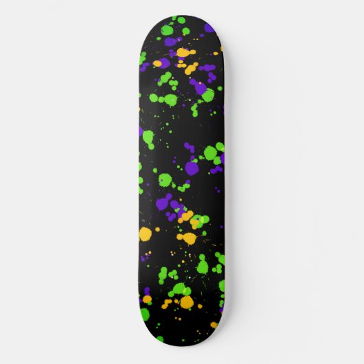 Skateboard Green Blue Yellow Paint Splatter Design Pattern (Recto)