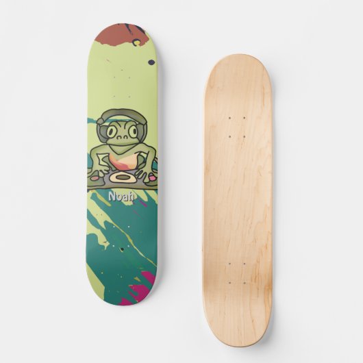 Skateboard Grenouille rétro avec casque | Drôle (Recto)