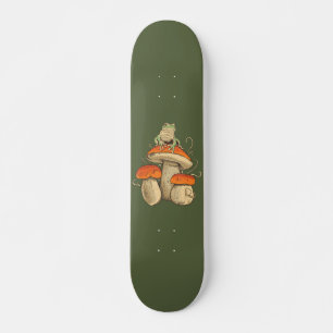 Skateboard Grenouille vintage aux champignons Cottagecore