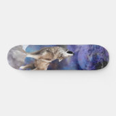 Skateboard Grey Wolf Howling at the Moon Skate Deck (Horz)