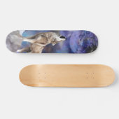 Skateboard Grey Wolf Howling at the Moon Skate Deck (Horz)