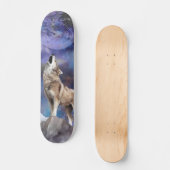 Skateboard Grey Wolf Howling at the Moon Skate Deck (Recto)