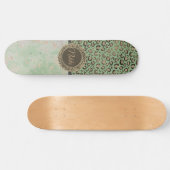 Skateboard Grille de marbre vert Leopard doré personnalisé (Horz)