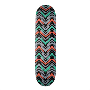 Skateboard Gris, Teal, et motif tiré par la main de corail d