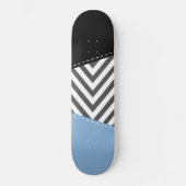 Skateboard Gris Zigzag, Gris Chevron, Motif Zigzag, Bleu (Recto)