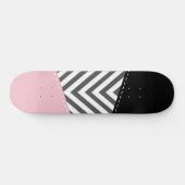 Skateboard Gris Zigzag, Gris Chevron, Motif Zigzag, Rose (Horz)