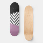 Skateboard Gris Zigzag, Gris Chevron, Motif Zigzag, Violet (Recto)