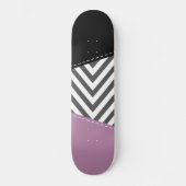 Skateboard Gris Zigzag, Gris Chevron, Motif Zigzag, Violet (Recto)