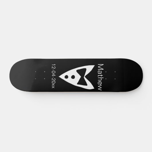 Skateboard groomsman ajouter nom année noir arc chemise crava (Horz)