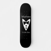 Skateboard groomsman ajouter nom année noir arc chemise crava (Devant)