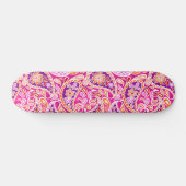 Skateboard Groovy Daisy Paisley BoHo Aquarelle Fuchsia (Horz)