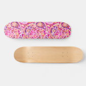 Skateboard Groovy Daisy Paisley BoHo Aquarelle Fuchsia (Horz)