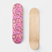 Skateboard Groovy Daisy Paisley BoHo Aquarelle Fuchsia (Recto)