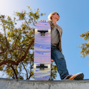 Skateboard Groovy Éclectique Fantaisiste Ondulé Pastel Abstra