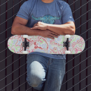 Skateboard Groovy Rétro Boho Éclectique Funky Coloré Marbre  