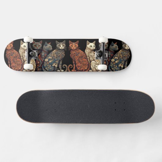 Skateboard Groupe de chats en papier peint victorien (Horz)