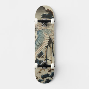 Skateboard Grues sur un pin couvert de neige Hokusai