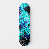 Skateboard Grunge floral en noir et bleu marque Dd (Recto)