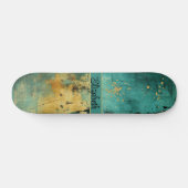 Skateboard Grunge Turquoise et Faux Gold Parties scintillant  (Horz)