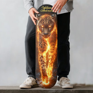 Skateboard Guépard Brûlant Lumineux
