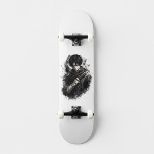 Skateboard Guerrier d'anime sombre Ninja bandagé Art Grunge