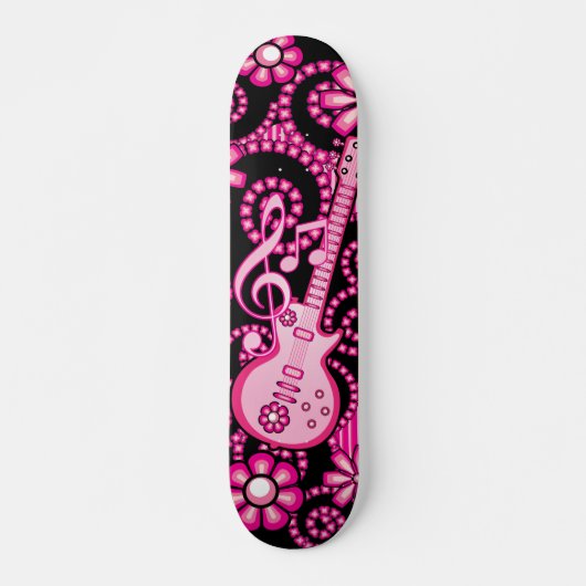 Skateboard Guitare rose Girly (Devant)