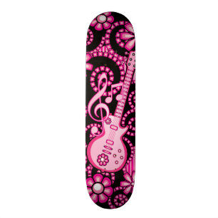 Skateboard Guitare rose Girly