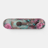 Skateboard Guitare vintage et illustrations Roses (Horz)