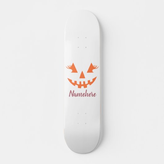 Skateboard Halloween Citrouille Jack-o'-lantern fille personn (Devant)